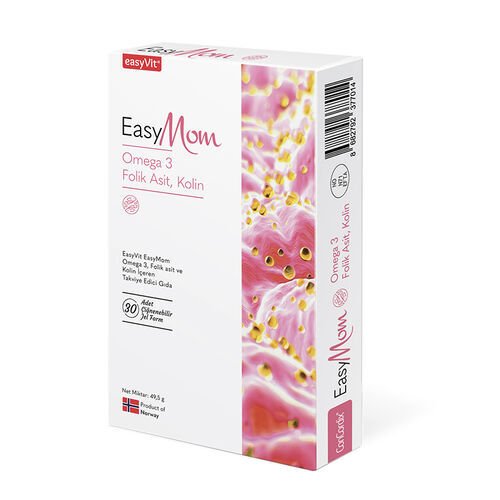 EasyMom Omega 3 Folik Asit ve Kolin İçeren Takviye Edici Gıda 30 Adet